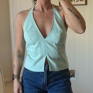 Abercrombie & Fitch Mint Halter V-Neck Camisole